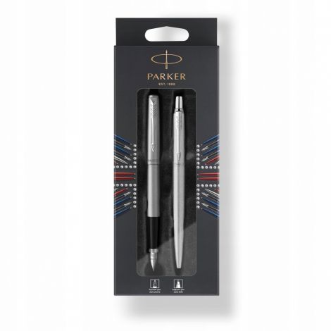 Zestaw Parker Jotter Duo CT London Discovery, Pióro wieczne + Długopis, Stainless Steel